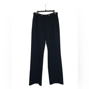 St John Sport High Waisted Wide Leg Pants Wool Blend Black Size L